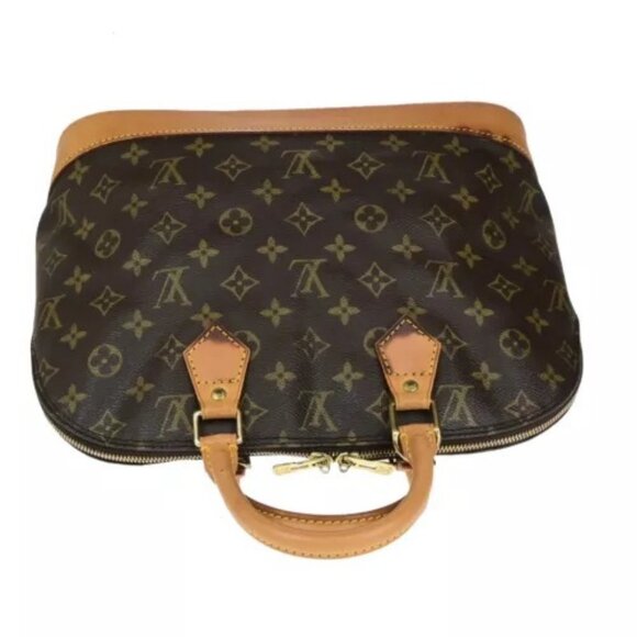 LOUIS VUITTON LV Logo Alma Hand Bag Monogram Leather Brown France - Picture 2 of 16